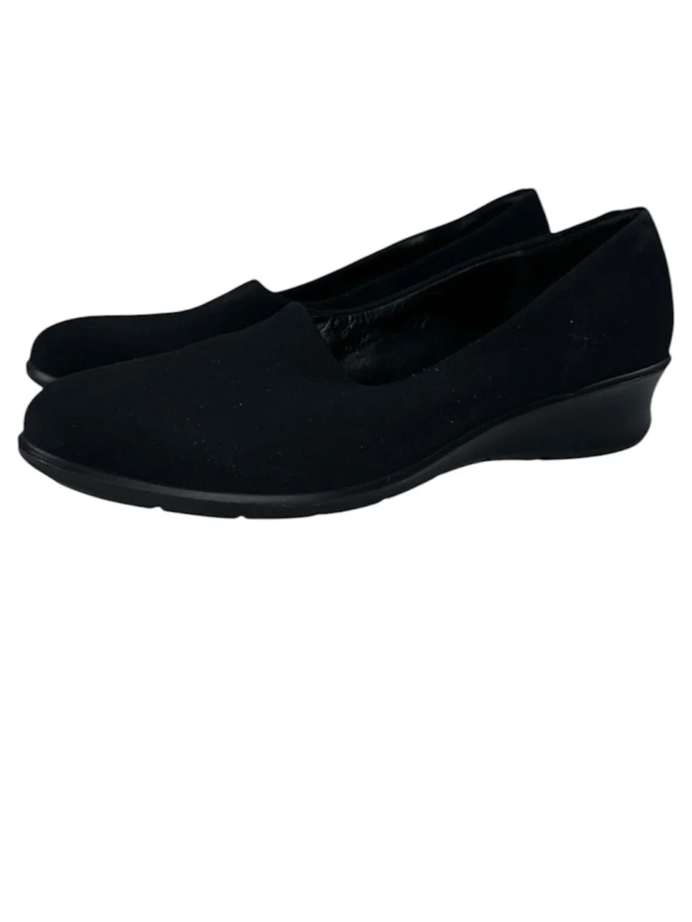 ECCO Felicia Black Stretch Slip On Wedge Comfort Flat Loafer Womens Size 7 EU 37
